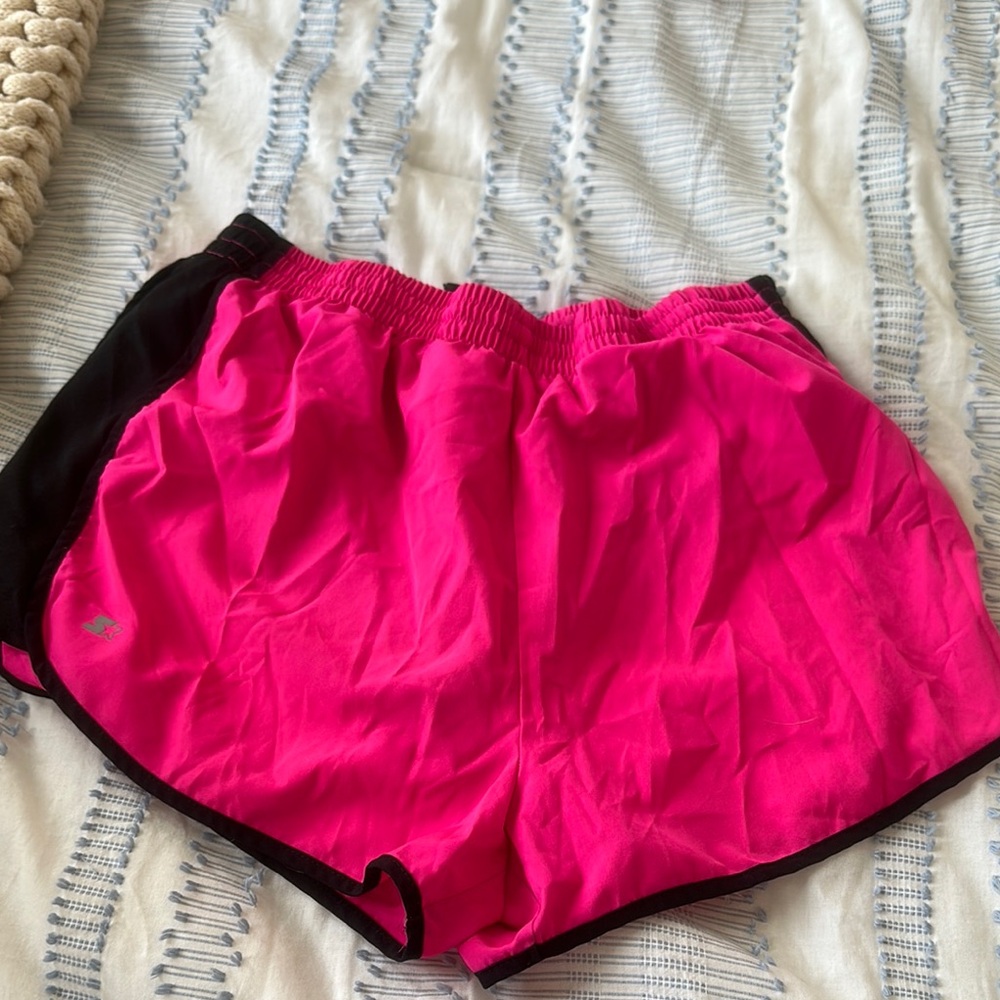 Women's Pink and Black Athletic Shorts